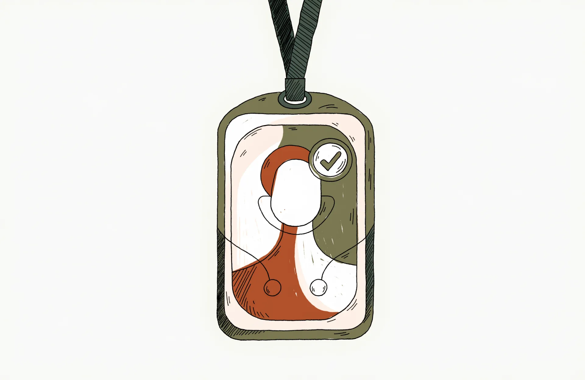 Illustration of a caregiver credential badge with a verified checkmark seal